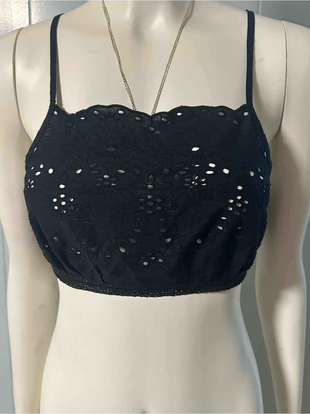 Urban Outfitters Black Eyelet Crop Bralette